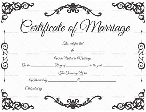 Printable Fillable Marriage Certificate